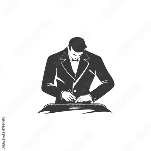 minimalist logo or symbol clothes tailor black color only