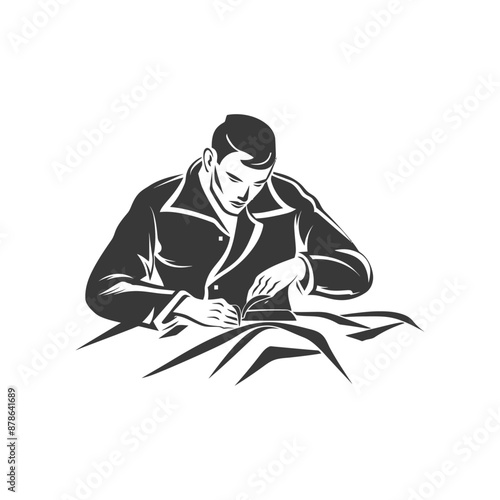 minimalist logo or symbol clothes tailor black color only