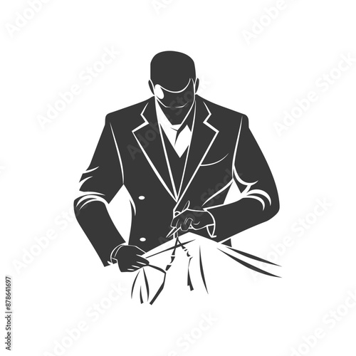 minimalist logo or symbol clothes tailor black color only