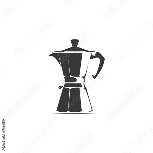 Moka Pot Icon: Sleek Monochrome Coffee Maker Illustration