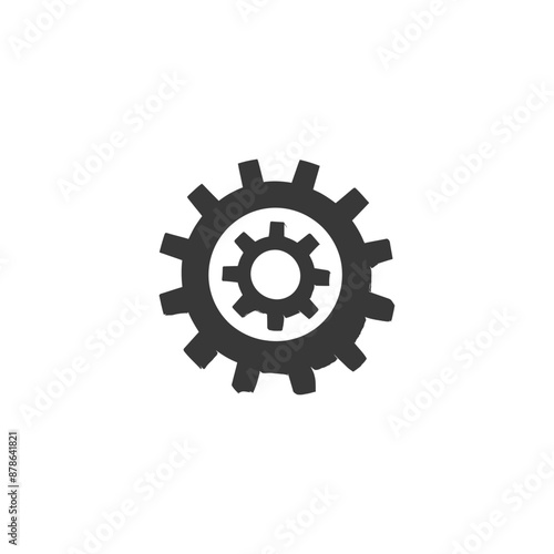 Interlocking Gears: Minimalist Gray Cogwheel Icon