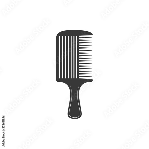 Wide-Tooth Black Plastic Comb Icon on White Background