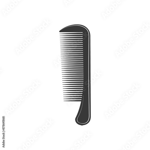 Simple Black Comb Icon: Minimalist Hair Styling Tool Graphic