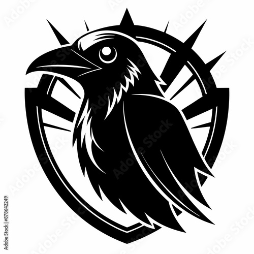 black and white crow head illustration