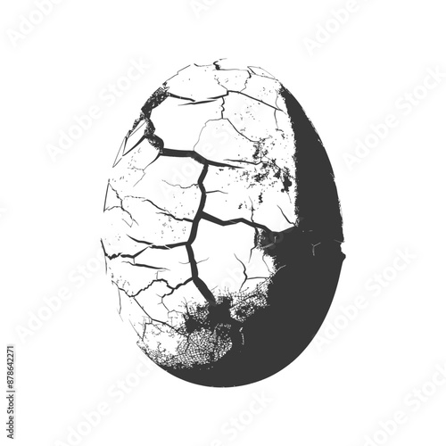 Cracked Monochrome Egg Shell: Abstract Texture,  Decaying Life