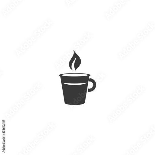 Simple Minimalist Hot Beverage Cup Icon with Leaf Steam