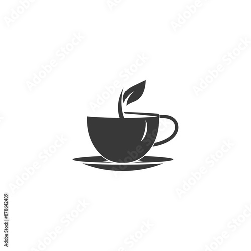 Monochrome Teacup Logo: Simple Herbal Tea Design