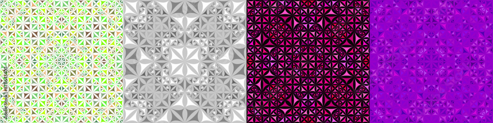 Seamless geometrical kaleidoscope pattern set Seamless geometrical kaleidoscope pattern set
