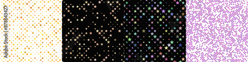 Seamless pentagram star pattern set