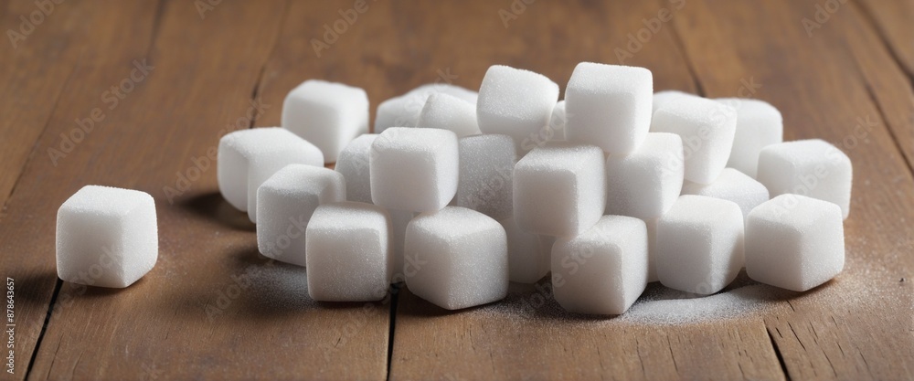 Natural sugar cubes stacked on a wooden surface, highlighting the healthy ingredient choices for culinary enthusiasts Natural sugar cubes stacked on a wooden surface, highlighting the healthy ingredient choices for culinary enthusiasts