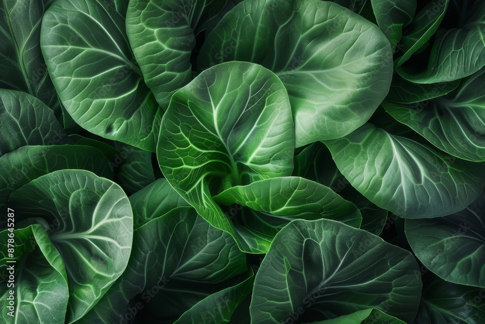 A close-up of bok choy leaves delicately overlapping, Bok choy leaves delicately overlapping in a serene composition A close-up of bok choy leaves delicately overlapping, Bok choy leaves delicately overlapping in a serene composition