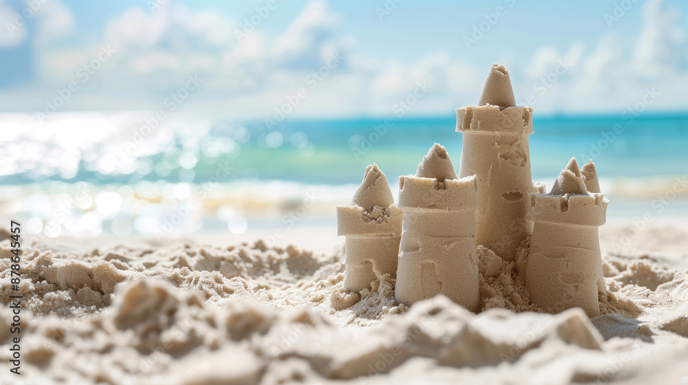Sand castle on the sea, suitable for advertising vacations Sand castle on the sea, suitable for advertising vacations