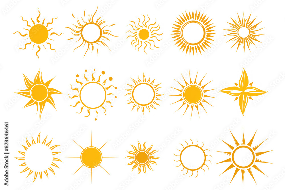 Abstract sun illustrations with diverse shapes Abstract sun illustrations with diverse shapes