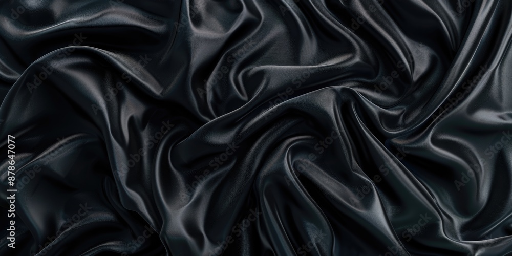 High-quality photo of black satin fabric texture High-quality photo of black satin fabric texture
