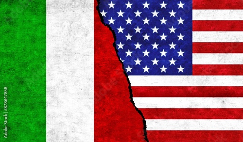 Wallpaper Mural USA and Italy flags together. Italy and United States of America relation, conflict, crisis, economy concept Torontodigital.ca