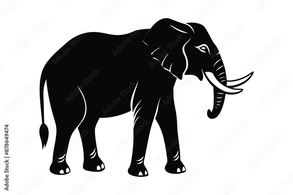 Obraz premium Minimalist Wildlife Elephant Silhouette Art - Vector Illustration Design.