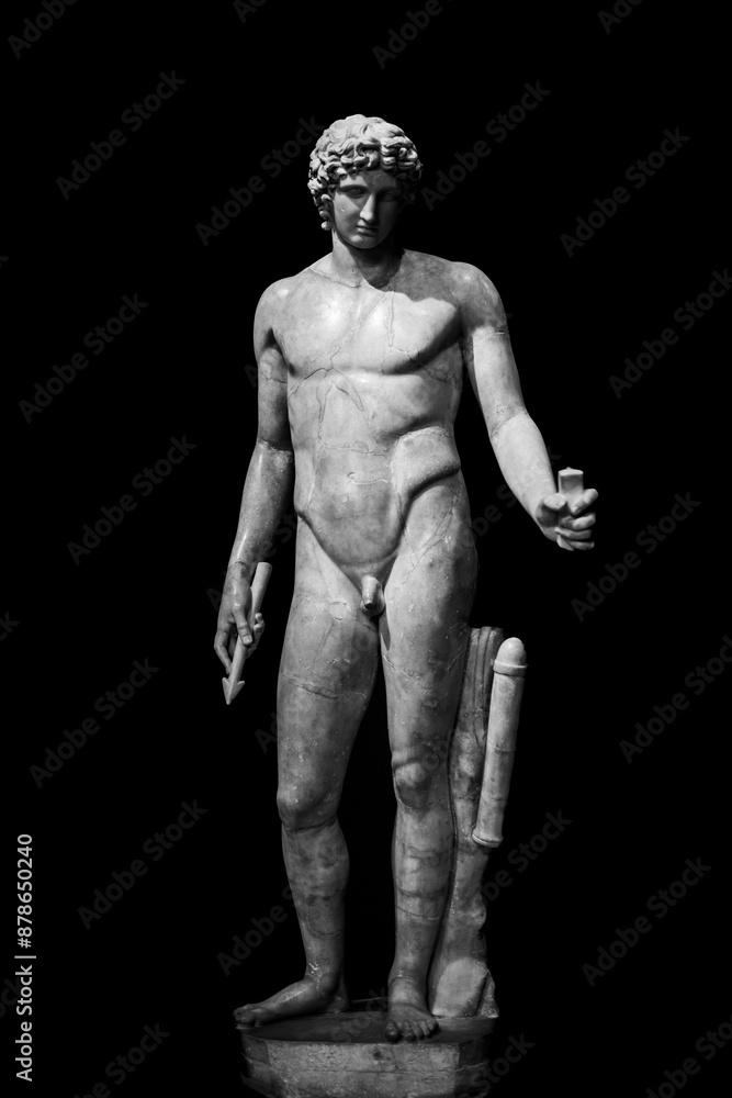 Old antique Roman marble sculpture of a man isolated on black background
Old antique Roman marble sculpture of a man isolated on black background