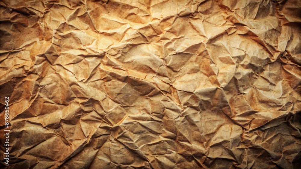 Distressed, high-contrast, textured background features crumpled paper with rustic, faded edges and subtle grain, perfect for vintage designs and worn aesthetics. Distressed, high-contrast, textured background features crumpled paper with rustic, faded edges and subtle grain, perfect for vintage designs and worn aesthetics.