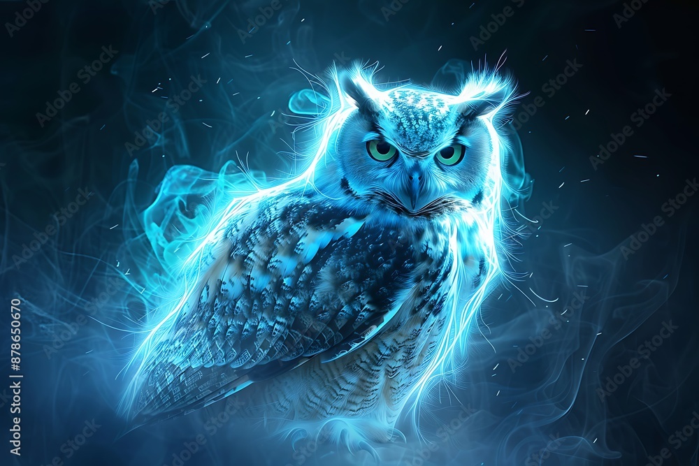 Naklejka premium A digital owl icon with a wise gaze, embodying wisdom and knowledge
