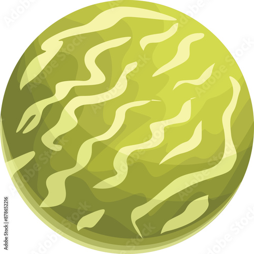 Green planet rotating in open space with gaseous atmosphere