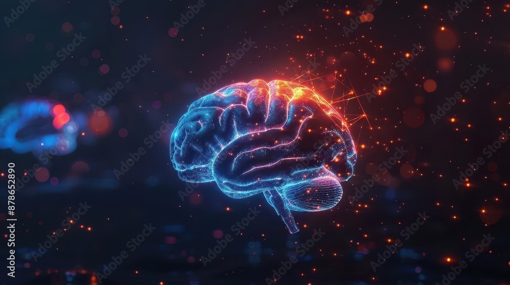 futuristic human brain with neon glow floating in black space symbol of intelligence 3d rendering futuristic human brain with neon glow floating in black space symbol of intelligence 3d rendering