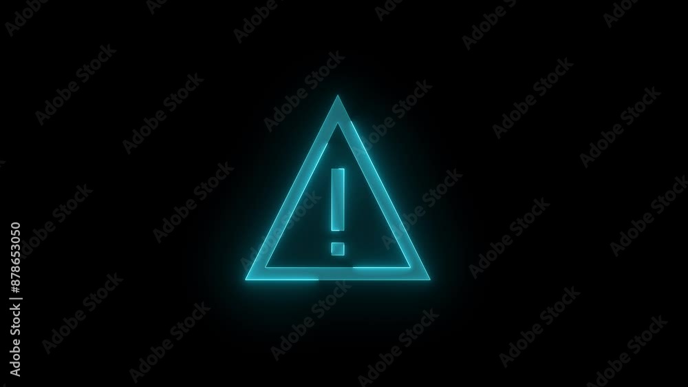 Warning stroke icon glowing neon cyan color animation Warning stroke icon glowing neon cyan color animation