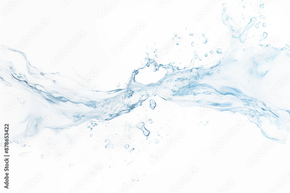 Splash and splashes of blue water on white isolated background Splash and splashes of blue water on white isolated background