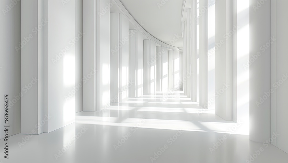 Fototapeta premium Bright White Modern Hallway with Light Beams