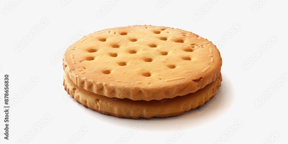 A fresh-baked cookie on a white surface, ideal for food photography and advertising A fresh-baked cookie on a white surface, ideal for food photography and advertising