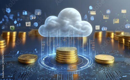 Cloud Computing Cost Efficiency, cost efficiency in cloud computing with an image showing pay-per-use pricing models, resource optimization techniques