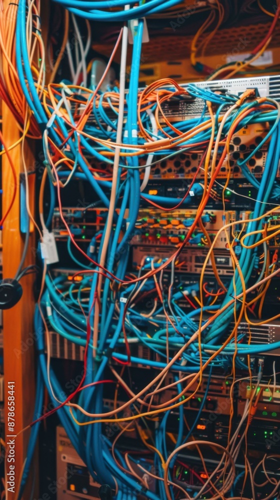 A tangled mess of colorful cables and wires. AI. A tangled mess of colorful cables and wires. AI.