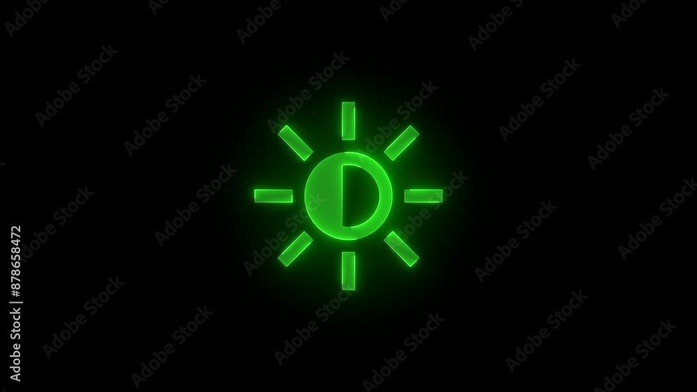 Light sun symbol icon glowing neon green color animation Light sun symbol icon glowing neon green color animation
