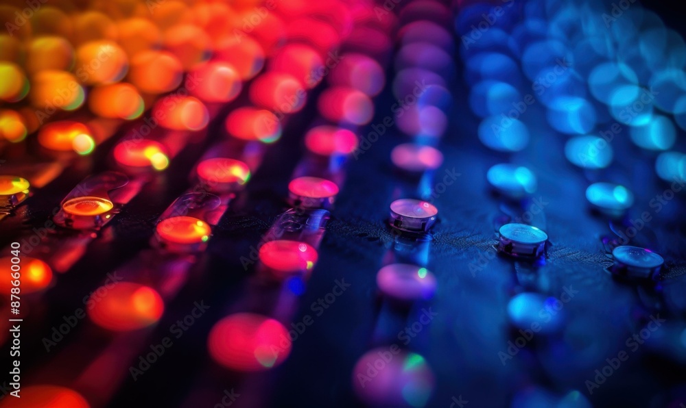 Fototapeta premium Colorful LED lights on a black background. AI.