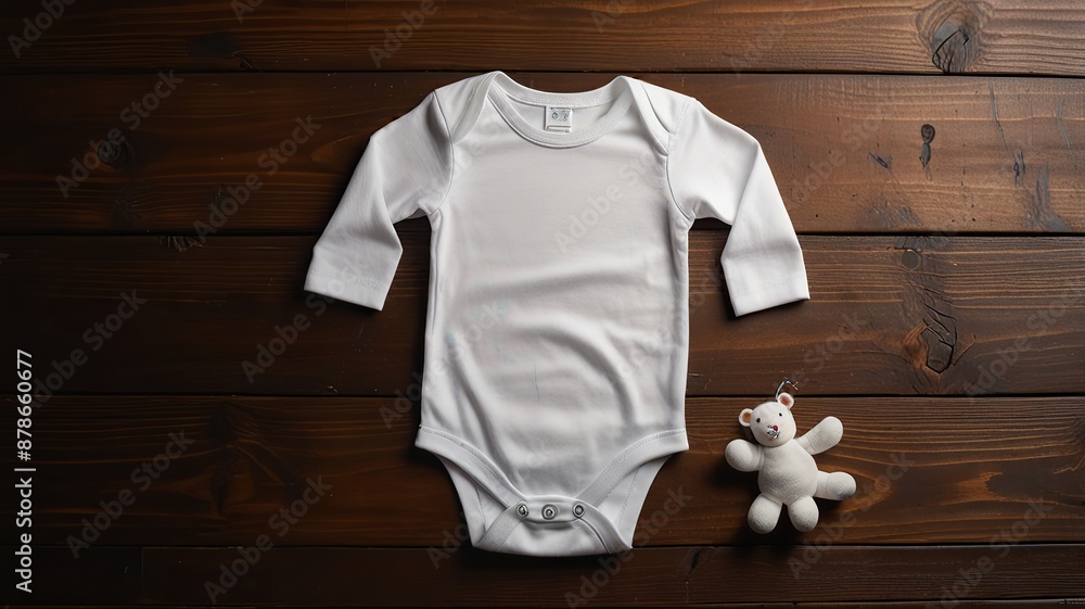 Free New Photo a white baby bodysuit t - shirt on a wooden flat lay mockup features background Free New Photo a white baby bodysuit t - shirt on a wooden flat lay mockup features background