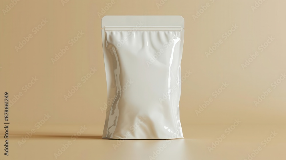 Snack package on beige surface, portable and isolated, perfect for commercial use, sleek and simple design, high resolution, no background clutter Snack package on beige surface, portable and isolated, perfect for commercial use, sleek and simple design, high resolution, no background clutter
