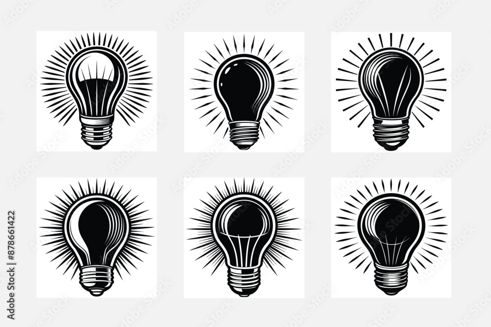 light bulb icons set for creativity light bulb icons set for creativity