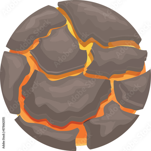 Illustration of a hot lava planet with molten surface showing cracks