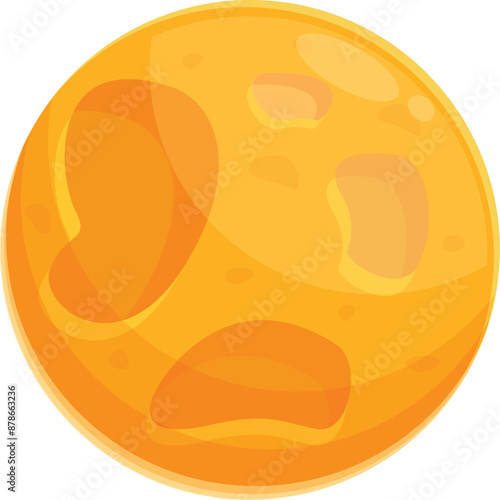 Big, bright, yellow cartoon full moon shining in the night sky