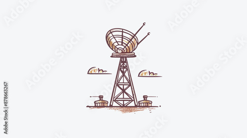 Antenna vector sketch icon isolated on background. 