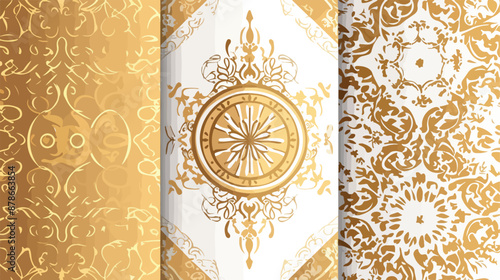 Arabic culture seamless vector patterns. Gold asian 