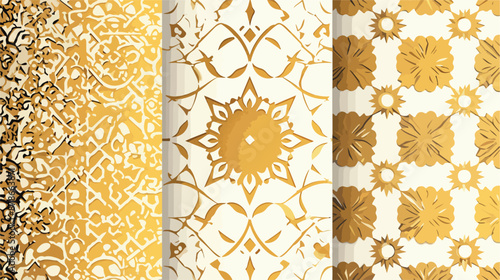 Arabic culture seamless vector patterns. Gold asian 