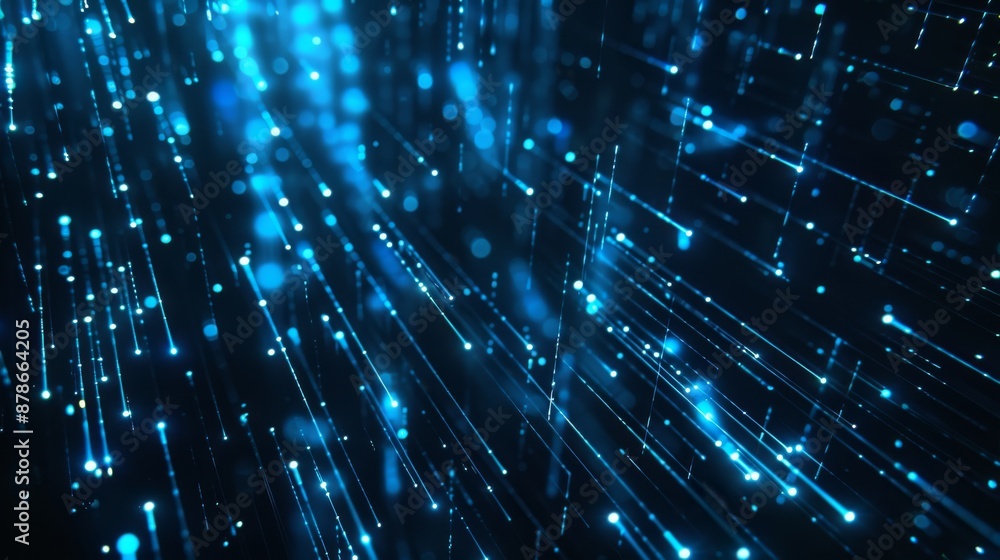 Obraz premium Abstract technology background and big data concept. Digital data flow and computer server visualization. Data center, blockchain, and neural networks. Machine learning, artificial intelligence.