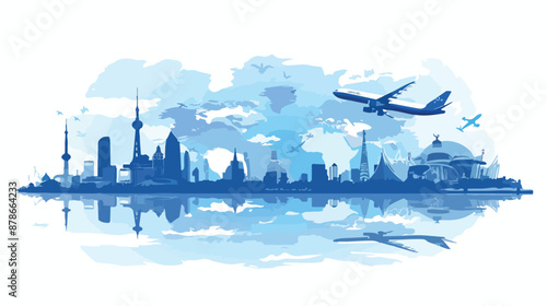 Around the world travel background design with airpla