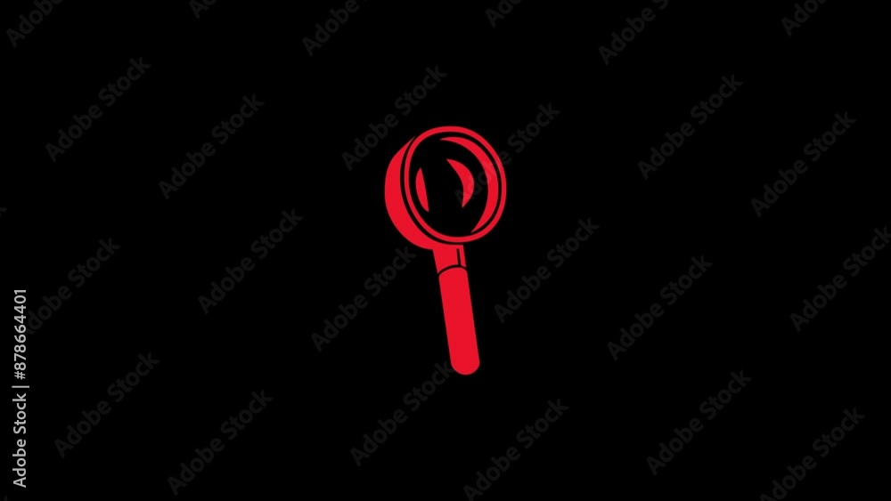 Magnifying glass shape icon animation on black background Magnifying glass shape icon animation on black background