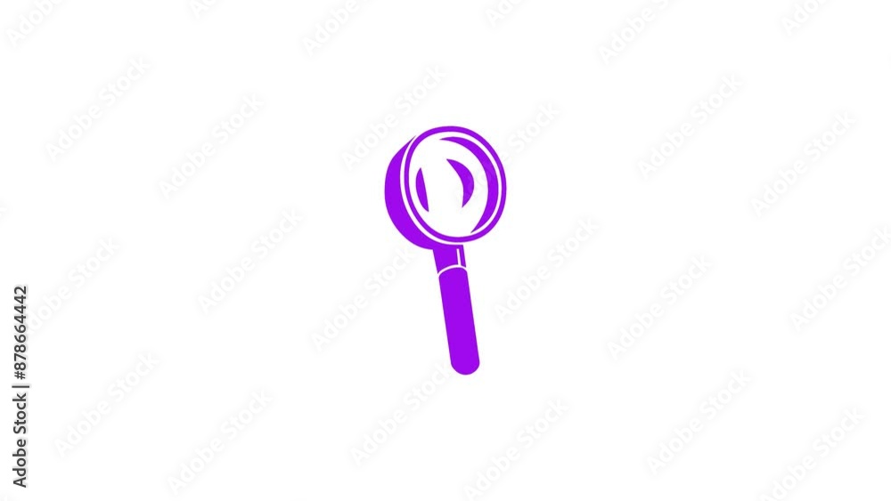 Magnifying glass shape icon animation on white background Magnifying glass shape icon animation on white background