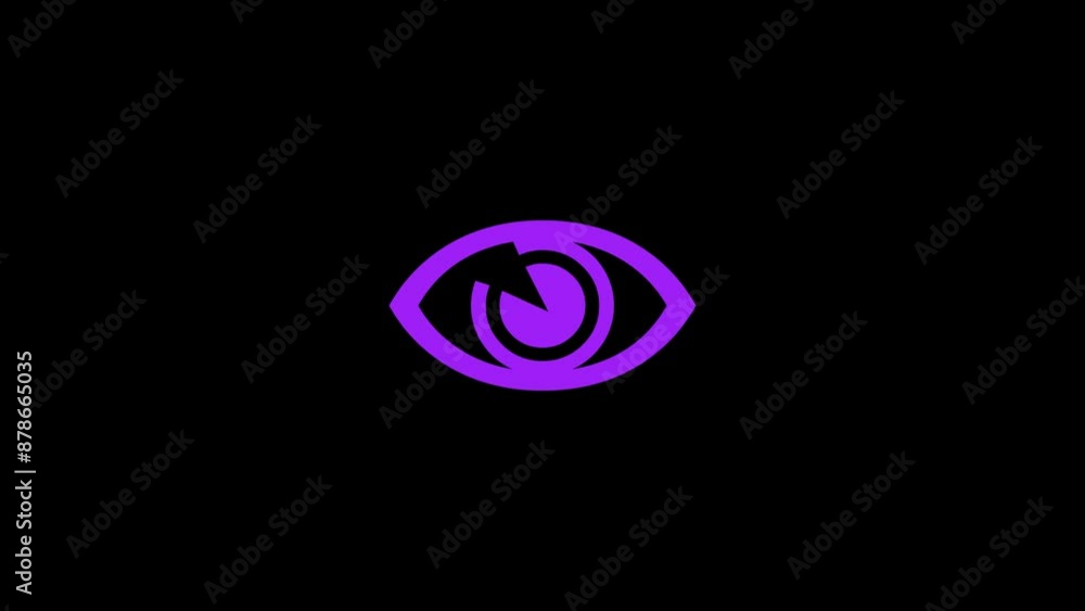 Human eye shape icon animation on black background Human eye shape icon animation on black background
