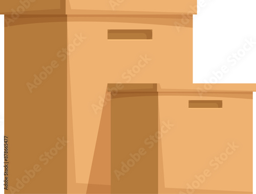 Three cardboard boxes are stacked, creating a practical and efficient storage solution