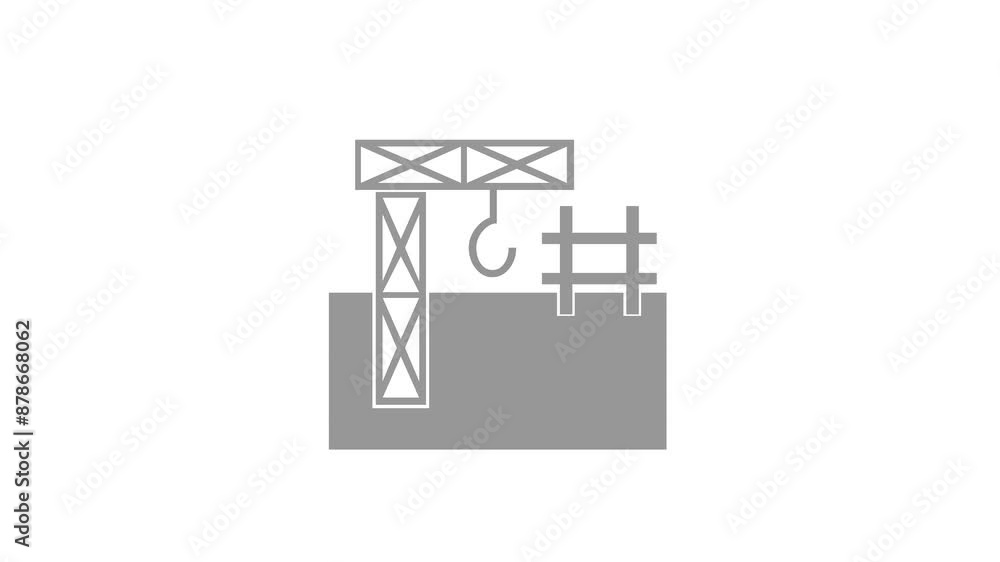 Construction simple shape icon gray color animation on white background Construction simple shape icon gray color animation on white background