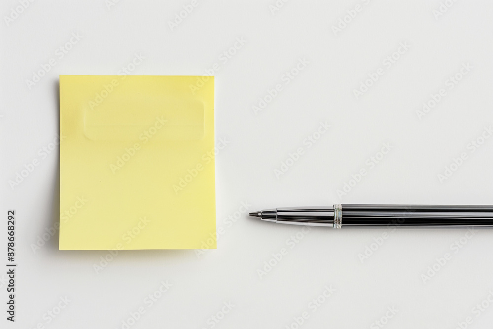 yellow sticky note with black fountain pen yellow sticky note with black fountain pen