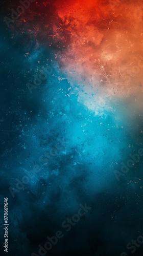 Black backdrop noise texture abstract background with glowing red blue yellow grains of colors © Avve Diana